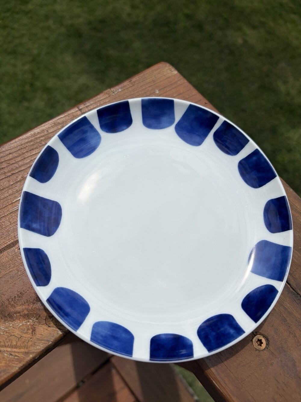 Paola Navone Crate & Barrel Como Blue Tile Dinner Plate Made In Portugal